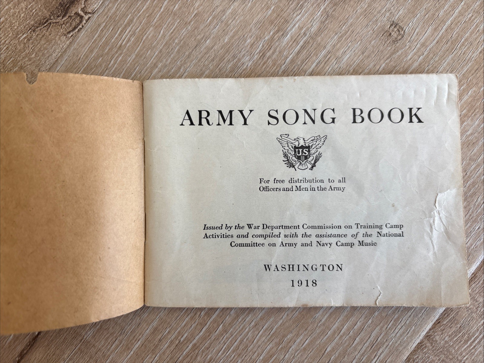 ARMY SONG BOOK U.S. 1918 PB WWI Antique War Department Training Camp Activities