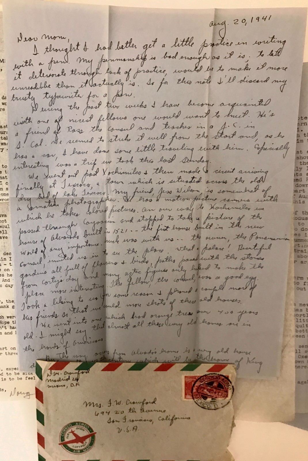 1941-42 Mexico Personal Letters Lot to US w/ Postal Covers incl. Examined