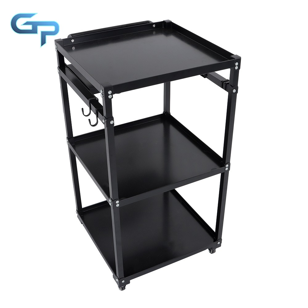3 Shelves Aluminum AV Utility Cart With Keyboard Tray Height Adjustable Height