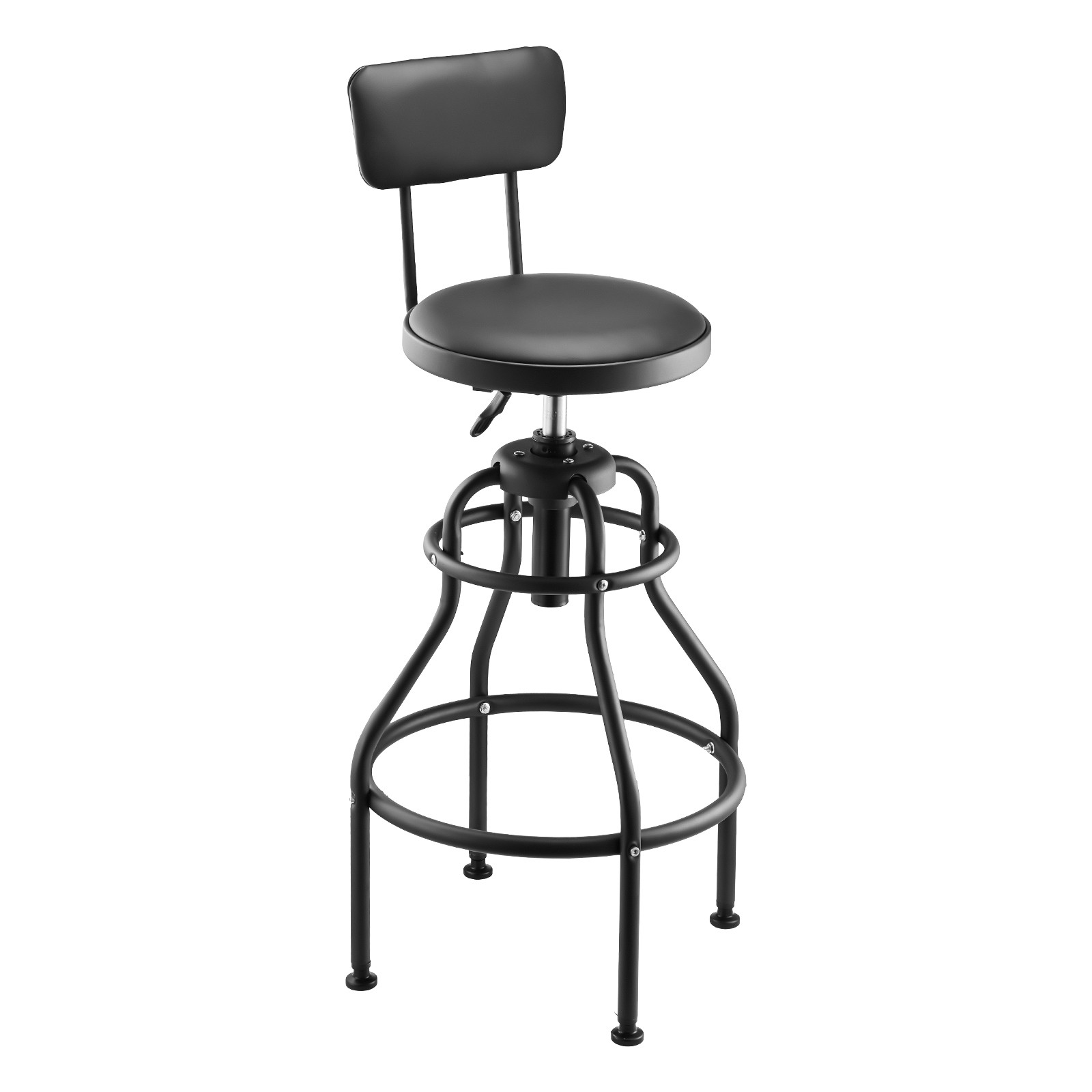 Shop Stool Adjustable Height Garage Work Seat 300 lbs Load with Backrest