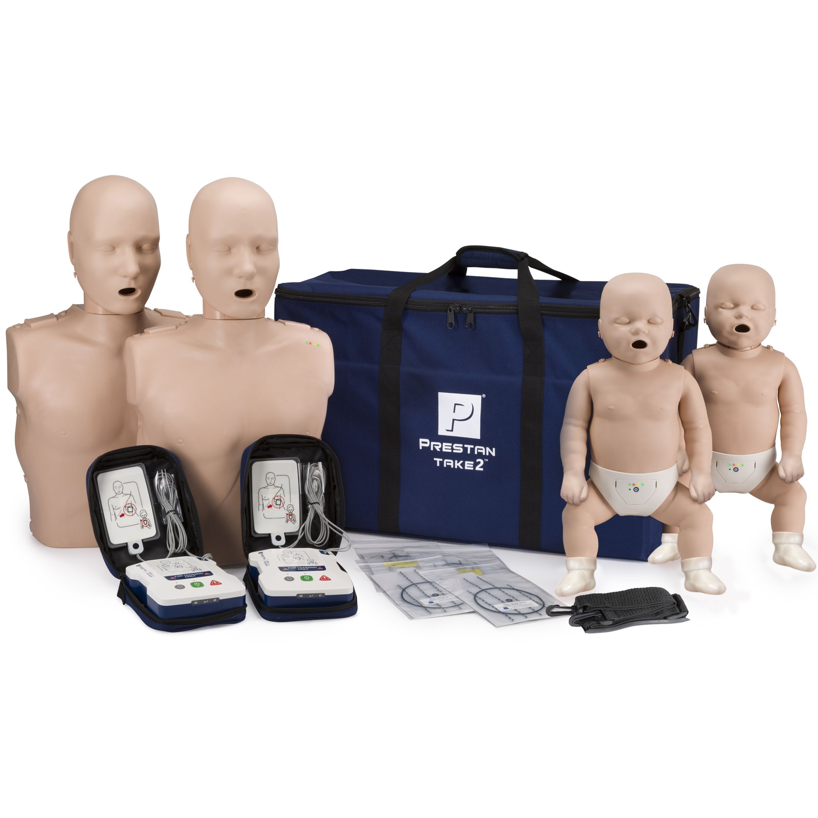 Prestan CPR Training Kit w/ 2 Adult, 2 Infant, 2 AED Trainers & MCR Accessories