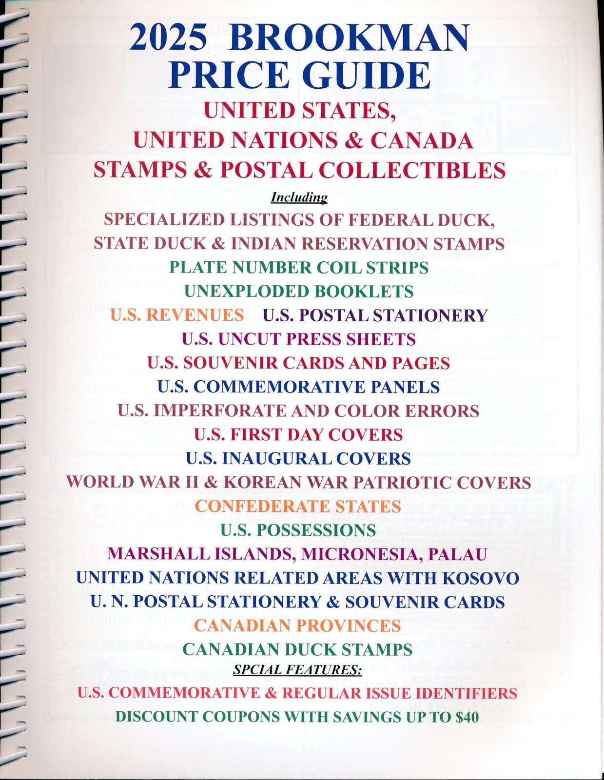 BROOKMAN 2025 Catalog of US, Canada & United Nations Stamps - PRICE GUIDE / Book