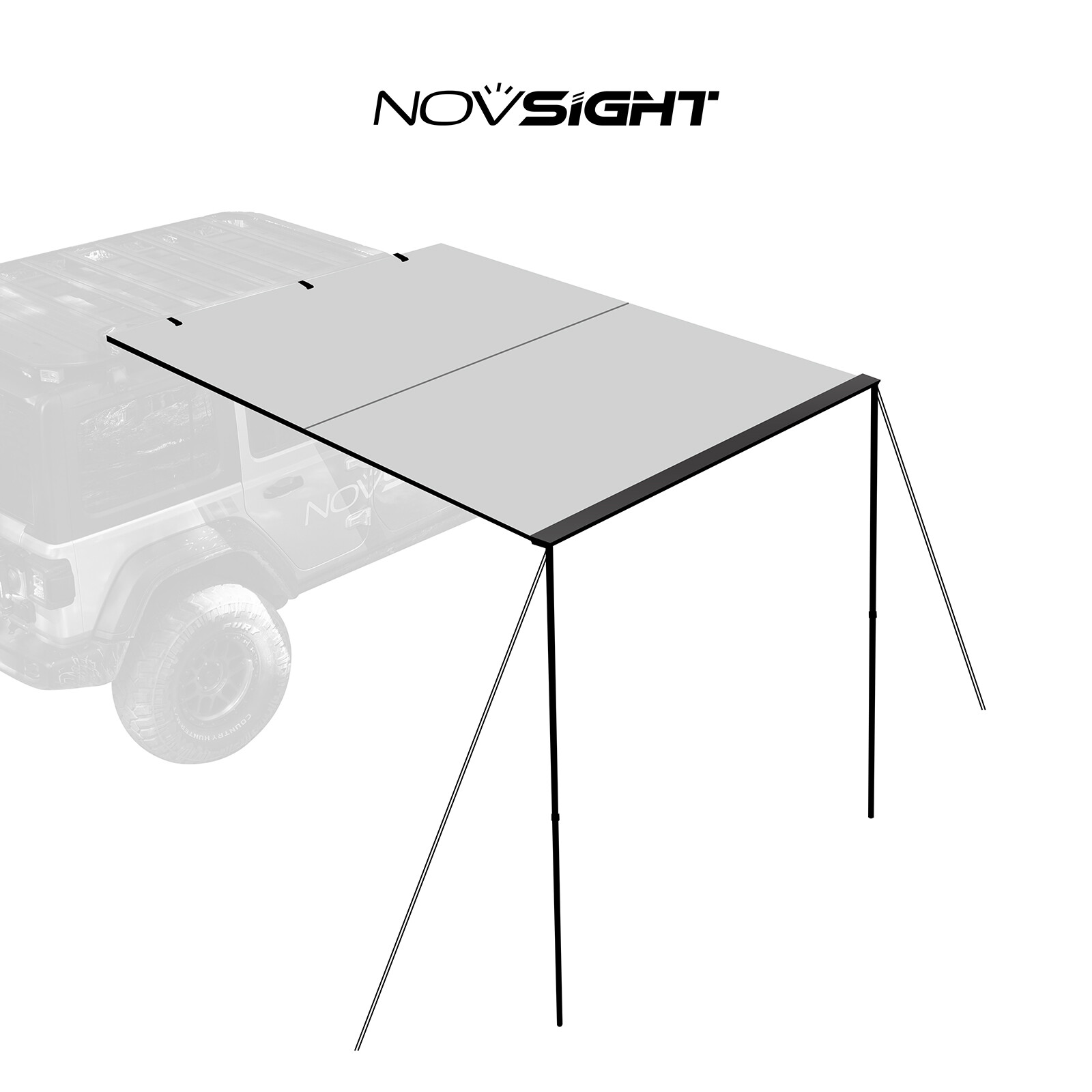 5.2X8.2' NOVSIGHT Car Side Awning SUV Rooftop Tent Sunshade for Outdoor Camping