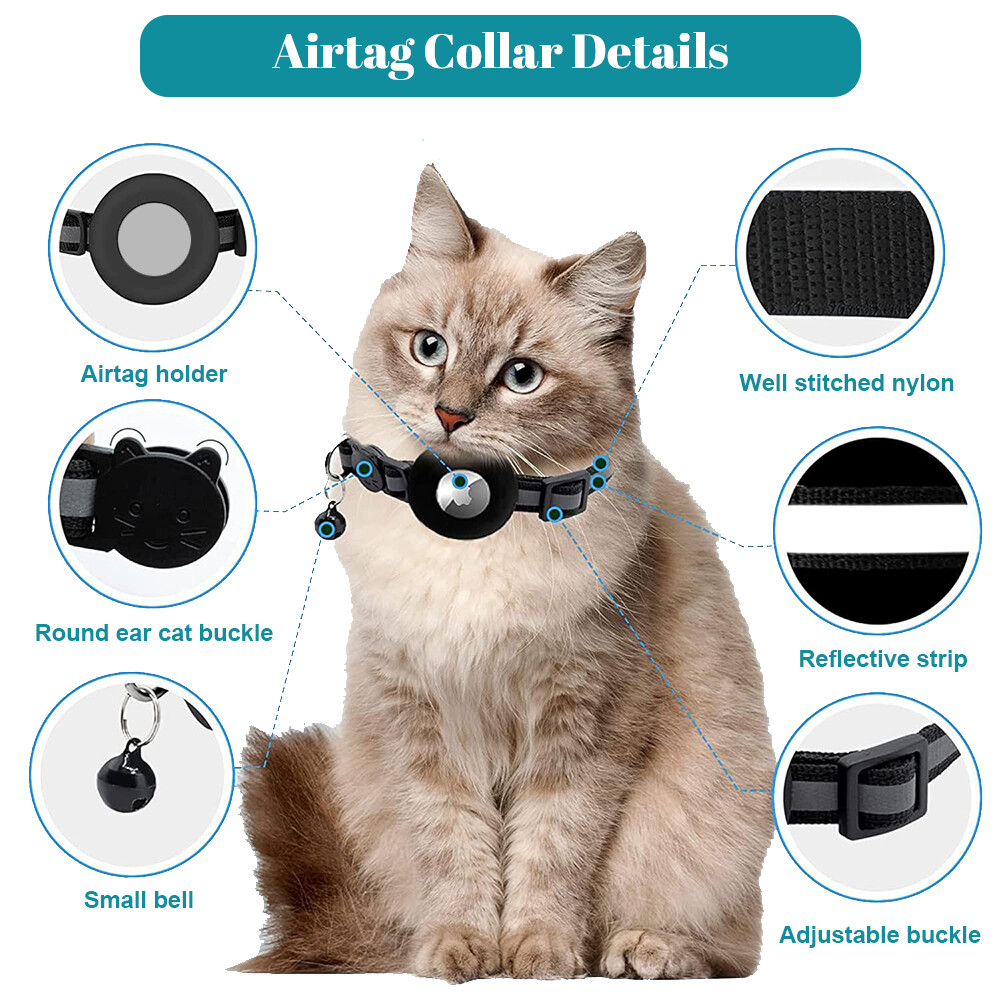 Pet Collar with Bell for Small Dogs and Cats Apple AirTag Case Cover Anti-Lost