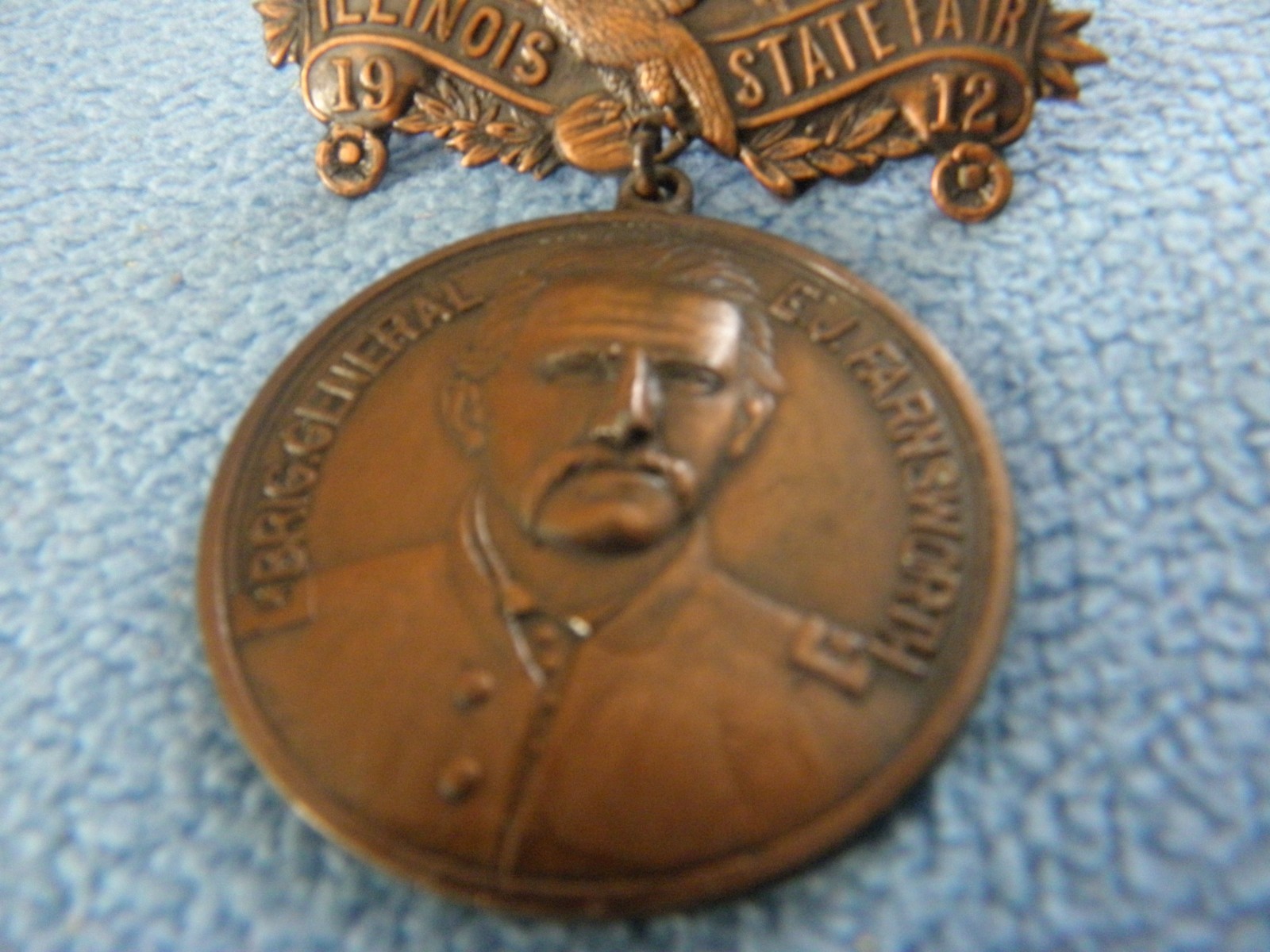 1912 ILLINOIS STATE FAIR COMMERATIVE MILITARY MEDAL GENERAL E.J. FARNSWORTH