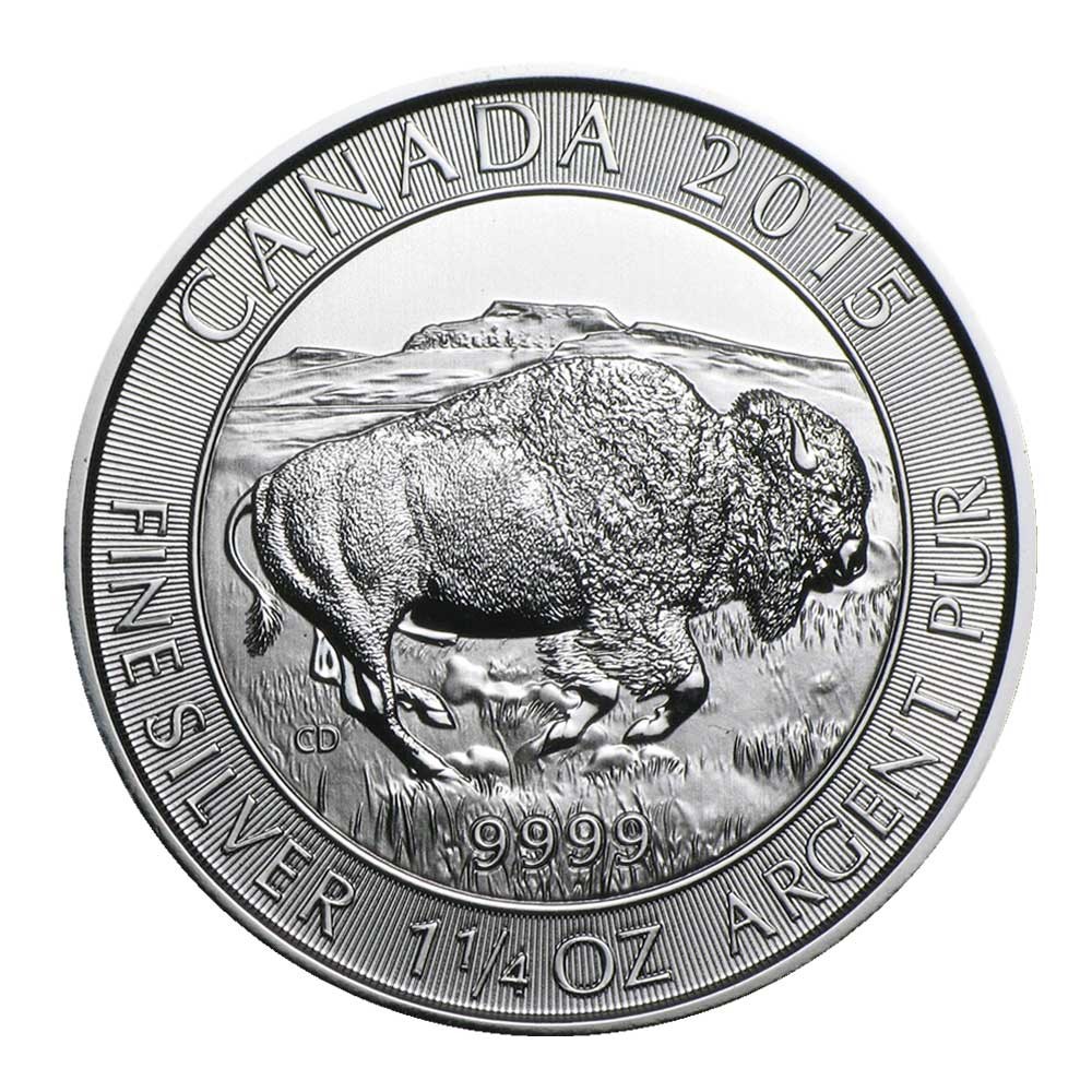 2015 $8 Canadian Silver Bison 1.25 Troy oz .9999 Fine
