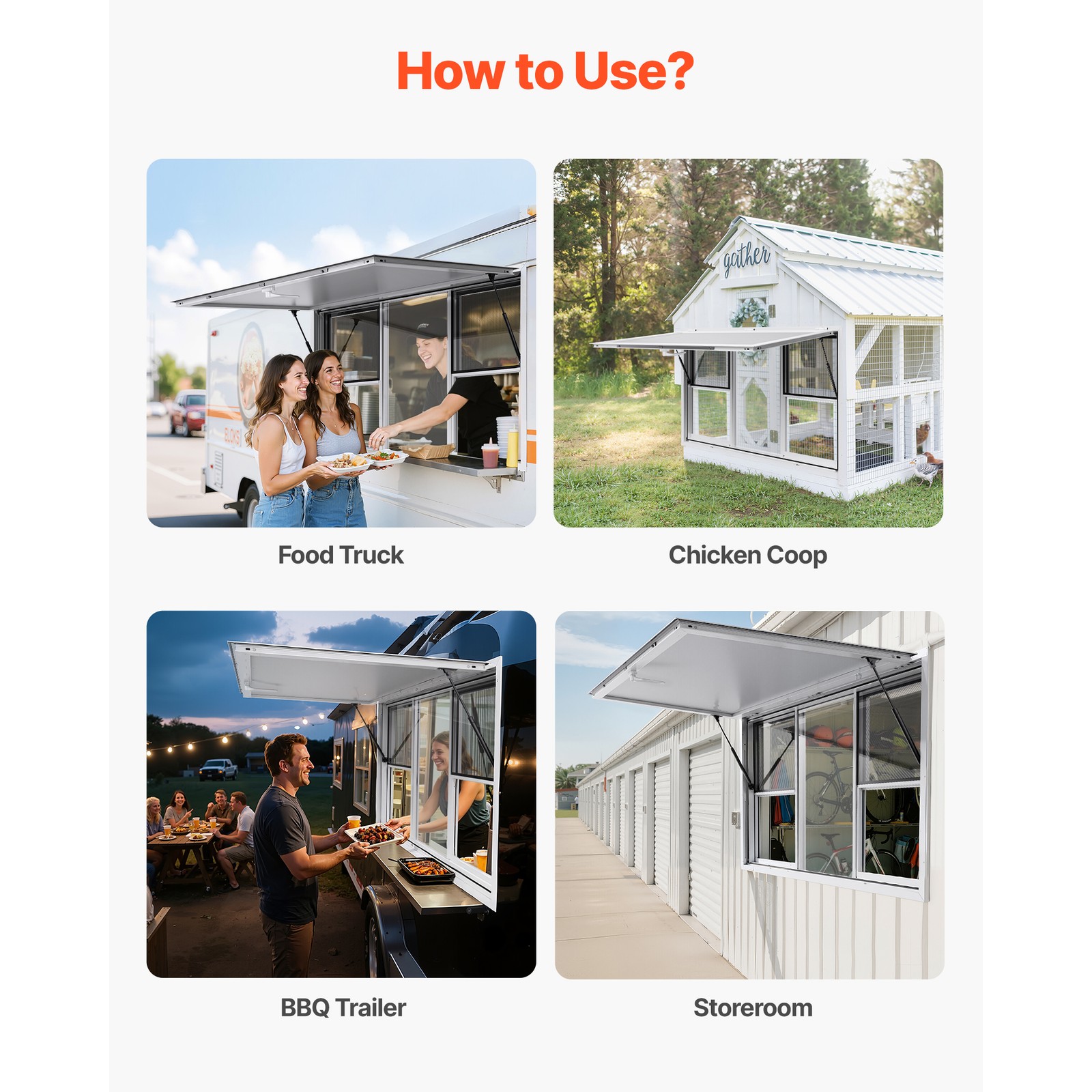 Uimoso 60x36in Concession Food Truck Service Window with Aluminum Alloy Awning