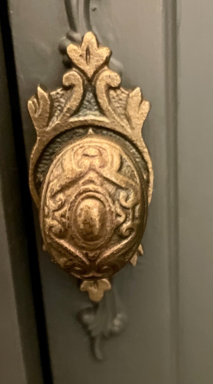 Vintage Metal Brass Drawer Pull Furniture Hardware Cabinet Door Knob w/Backplate