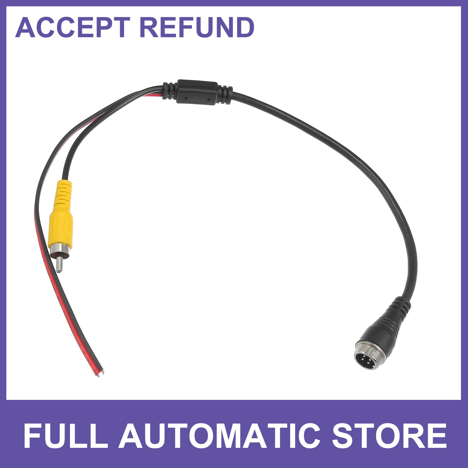 ONE Car Camera 4 Pin to RCA Adapter M12 w/ Trigger Wire Connector Universal