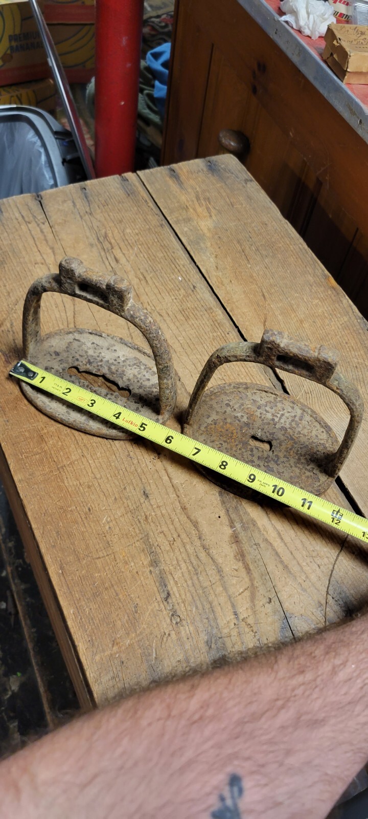 Pair 1700's Vintage Antique Spanish Colonial Iron Metal Stirrup Artifact 18th c