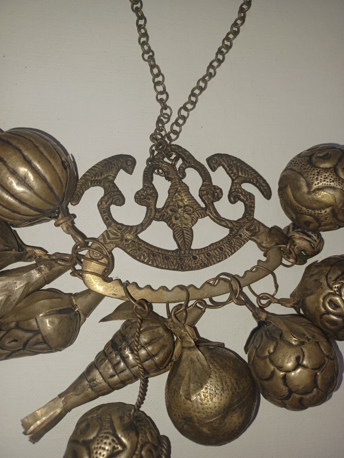 Brazilian Penca de Balangandan Silver on Brass 10 Charms Brazil