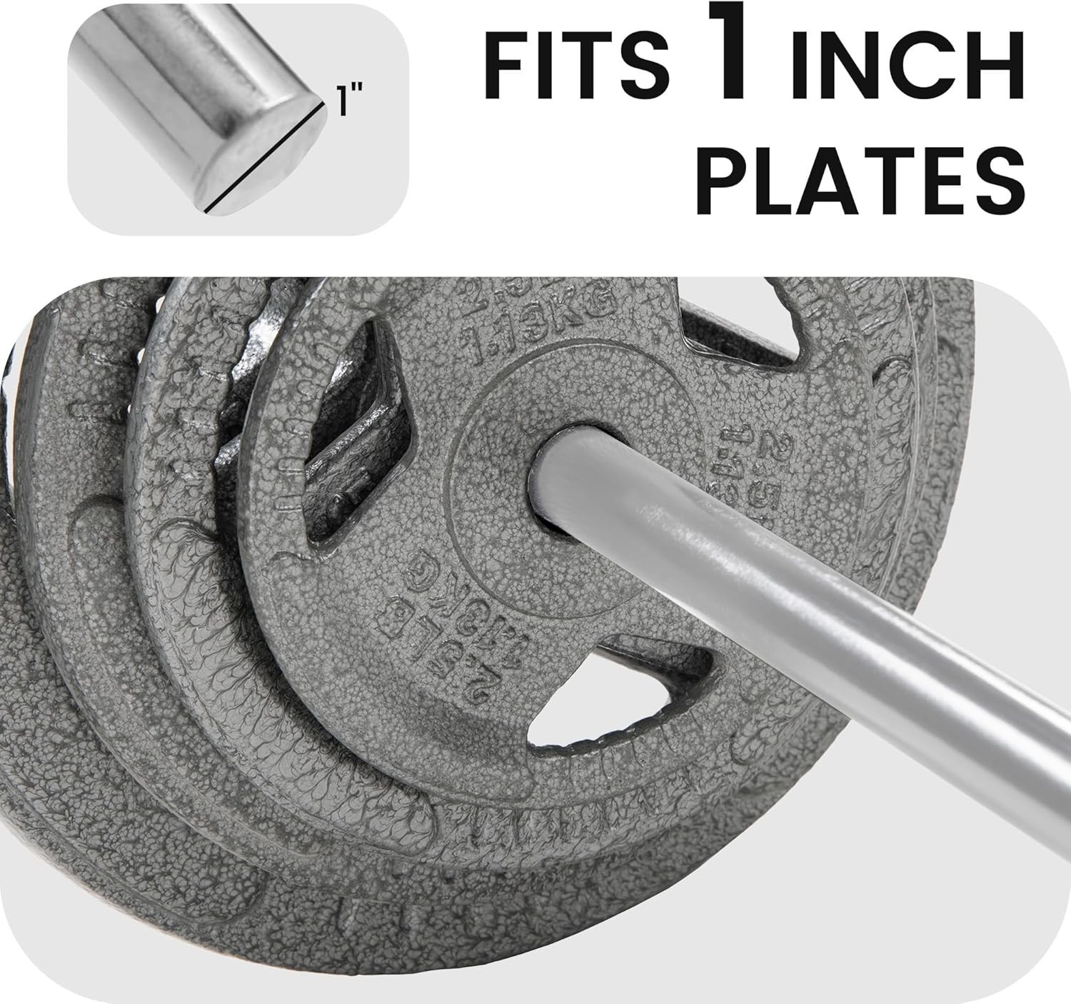 Fitness Weight Bar 7FT Barbell 1 Inch Solid Chrome Workout Exercise Lifting