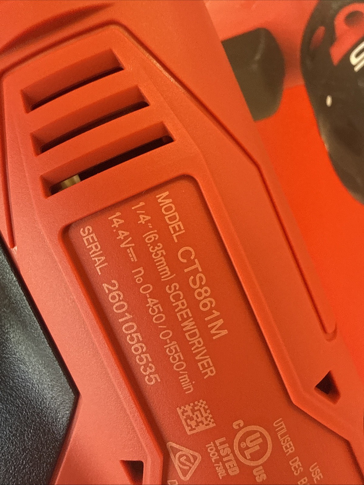 For Snap-On Tools CTS861mdb 1/4" Hex Cordless Screwdriver 14.4V Brushless Red