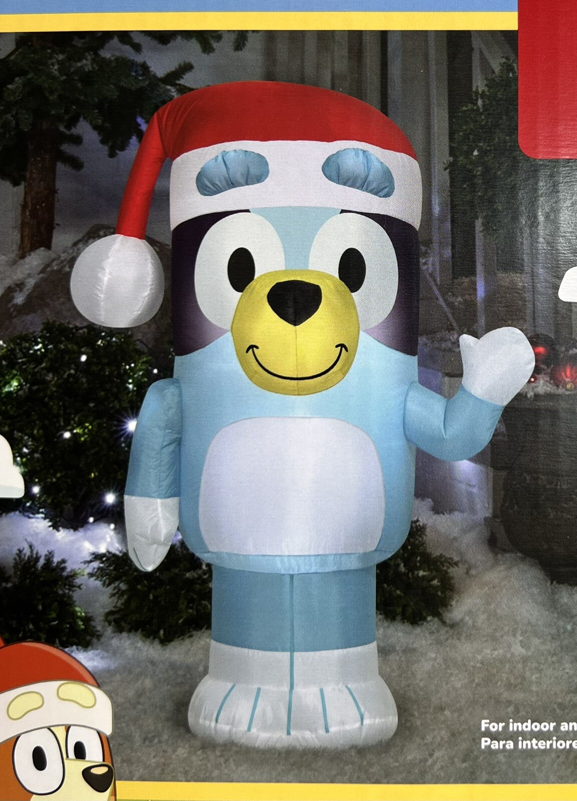 BLUEY in SANTA HAT Gemmy 3.5 ft Christmas Airblown Lighted Yard Inflatable NEW
