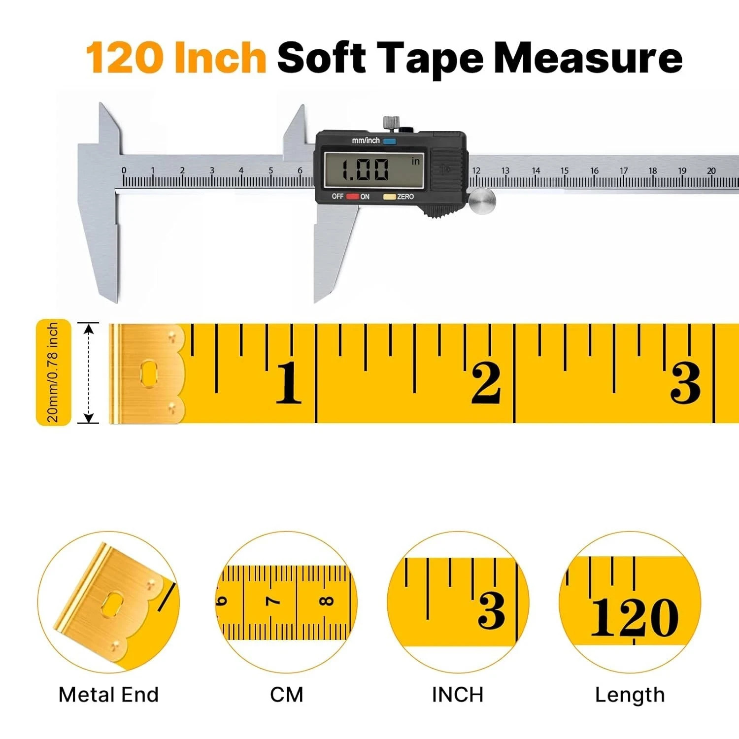 120 Inch Soft Measuring Tape for Sewing Tailor Cloth Body Measurement, 5 Pack