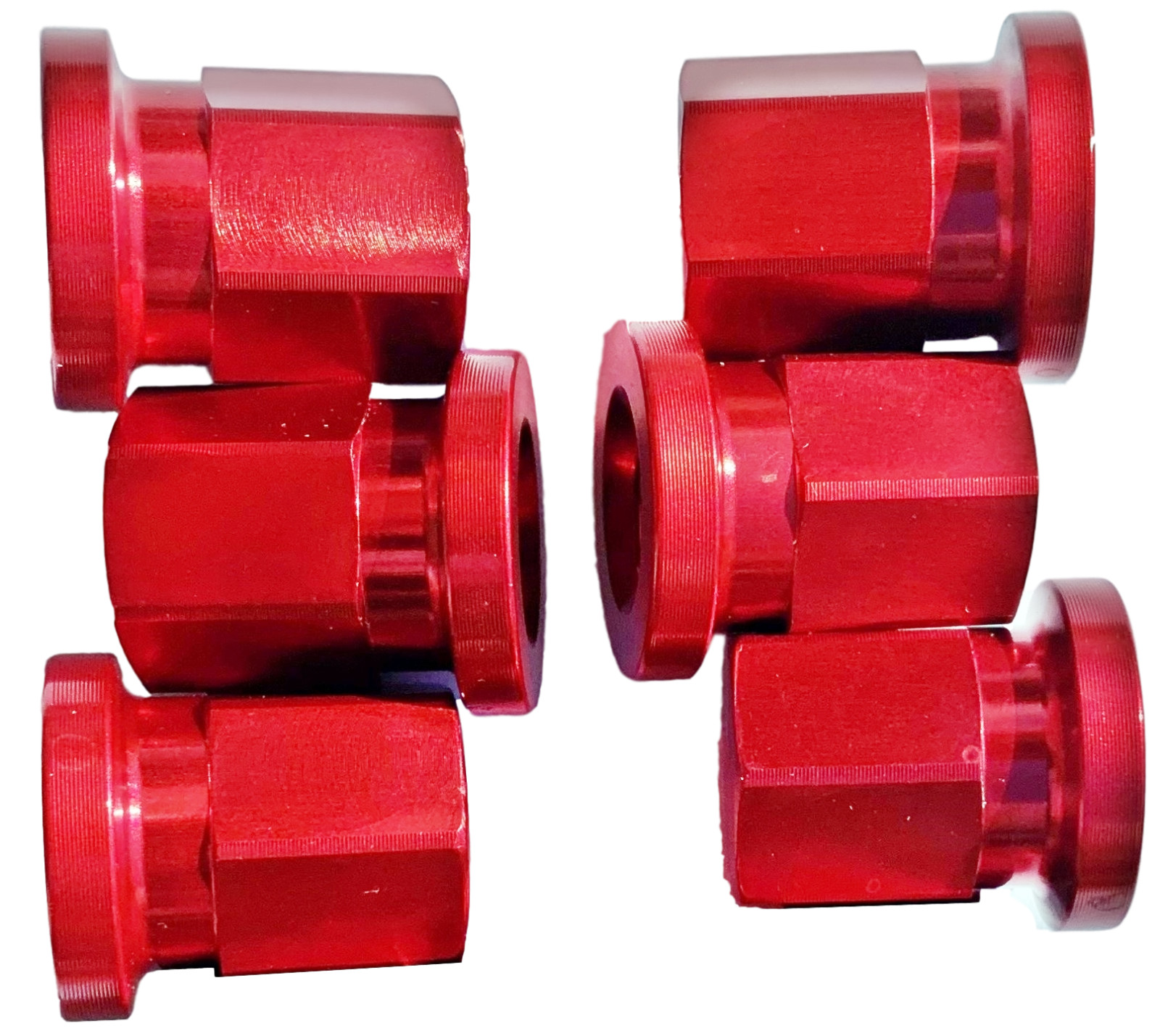 Quick Change Short Gear Cover Aluminum Nuts, Red, 6 piece set