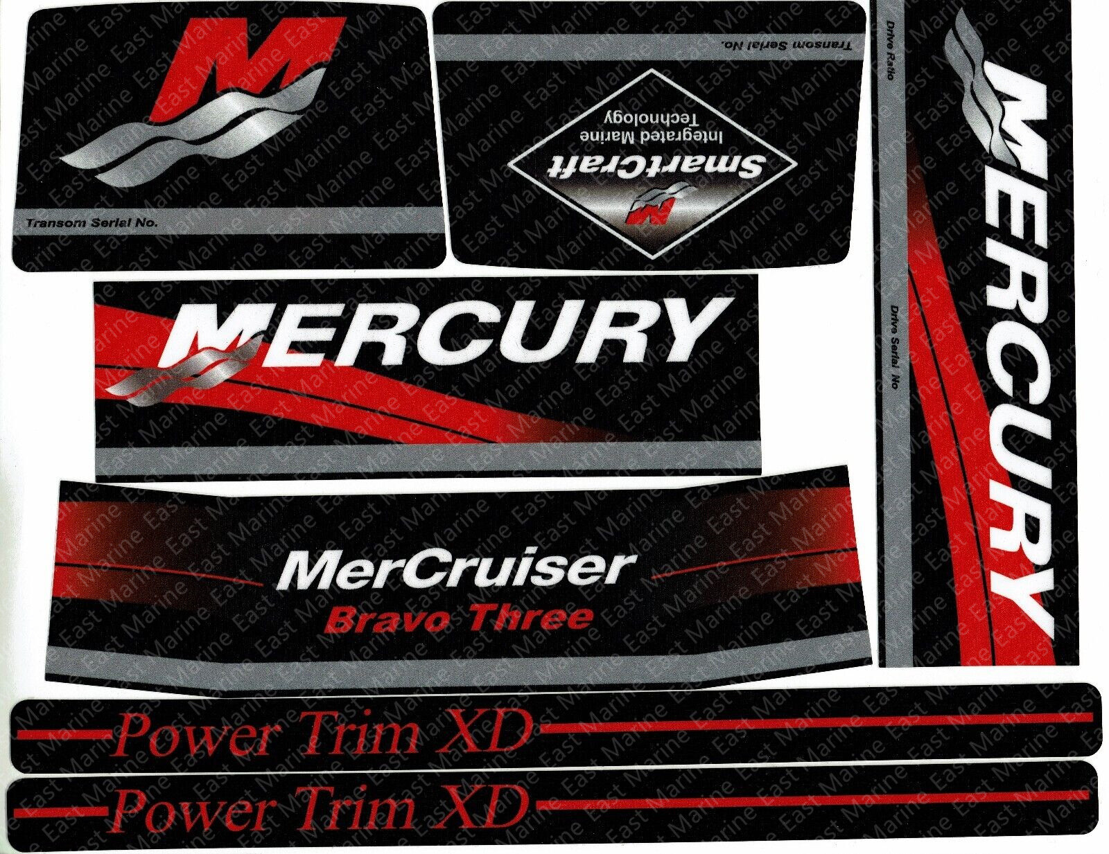 MerCruiser Mercury Bravo 3 III outdrive Decal sticker kit set 37-881760A00