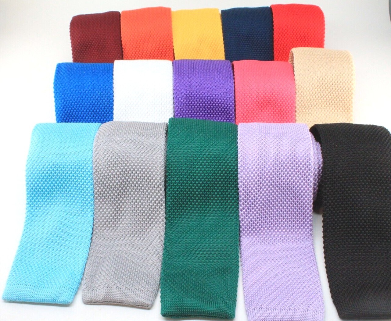 New Knit Knitted Tie Necktie Slim Skinny Narrow Square Woven 2.5in 30+ colors