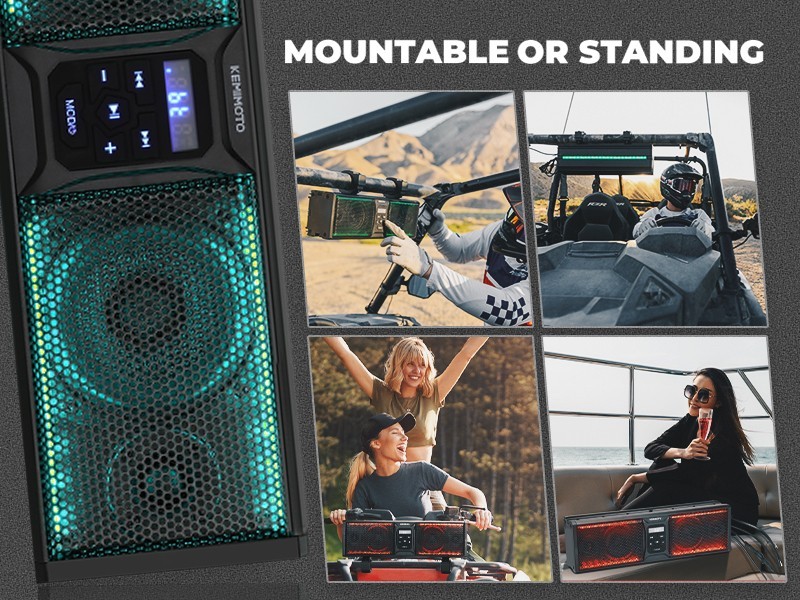 KEMIMOTO 16IN Universal RGB ATV UTV Sound Bar Speaker Marine Soundbar