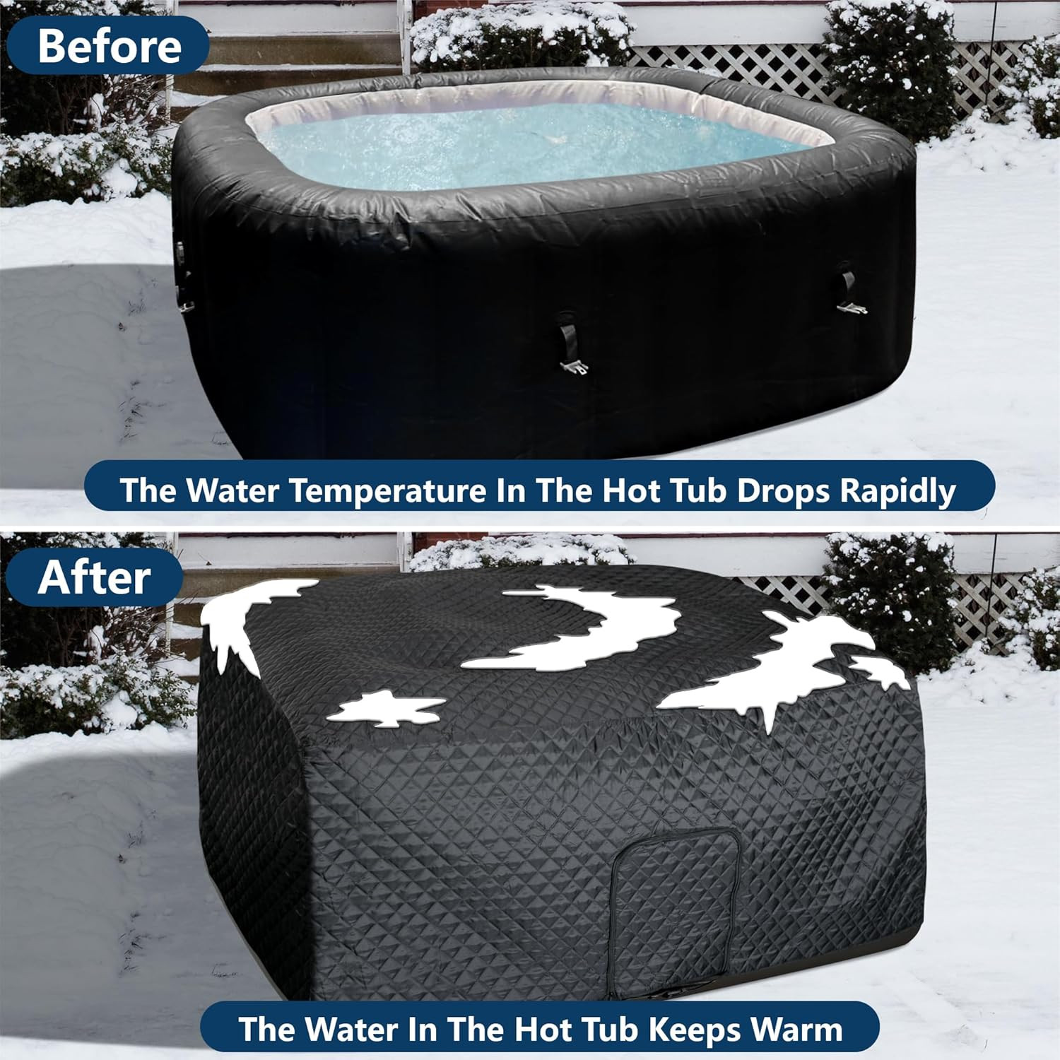 72''X27'' Square Insulated Inflatable Hot Tub Thermal Cover, Energy Efficient Ho