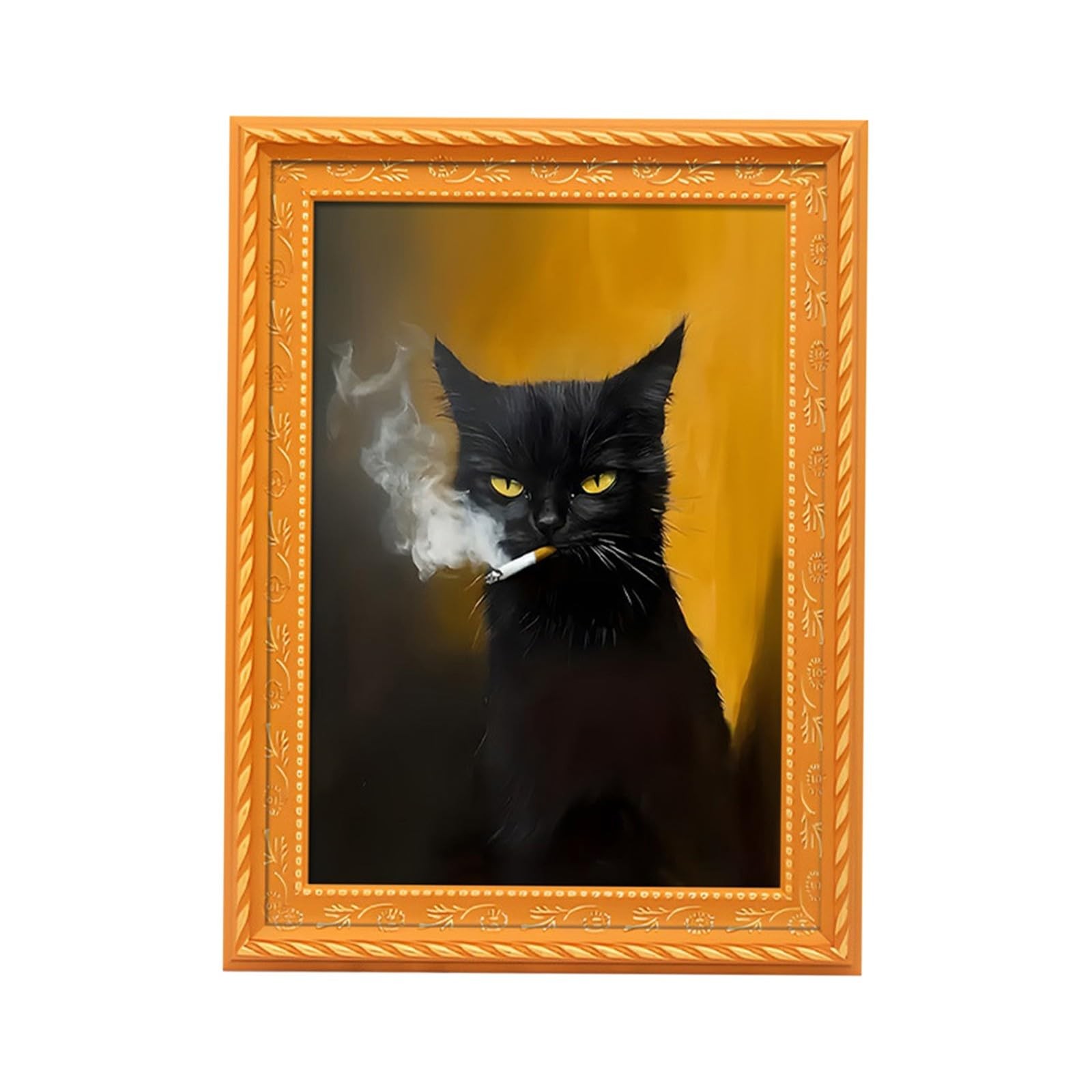 2PCS Refrigerator Magnets Wooden Rebellious Cat Smoking Art Print Fridge Magnets