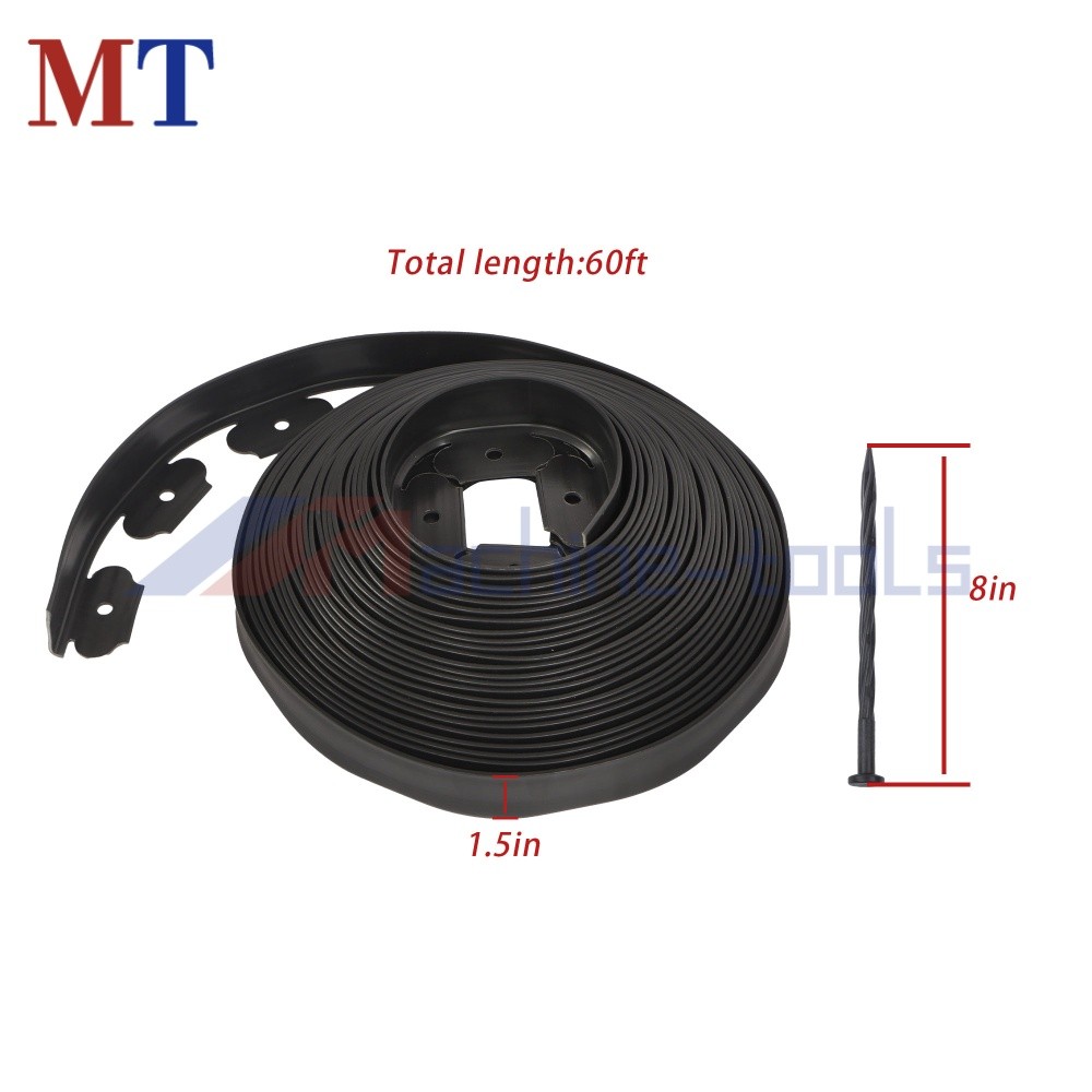 60FT Easy Flex L-Shaped No-Dig Landscape Edging 1.5" With 24 Anchoring Spikes