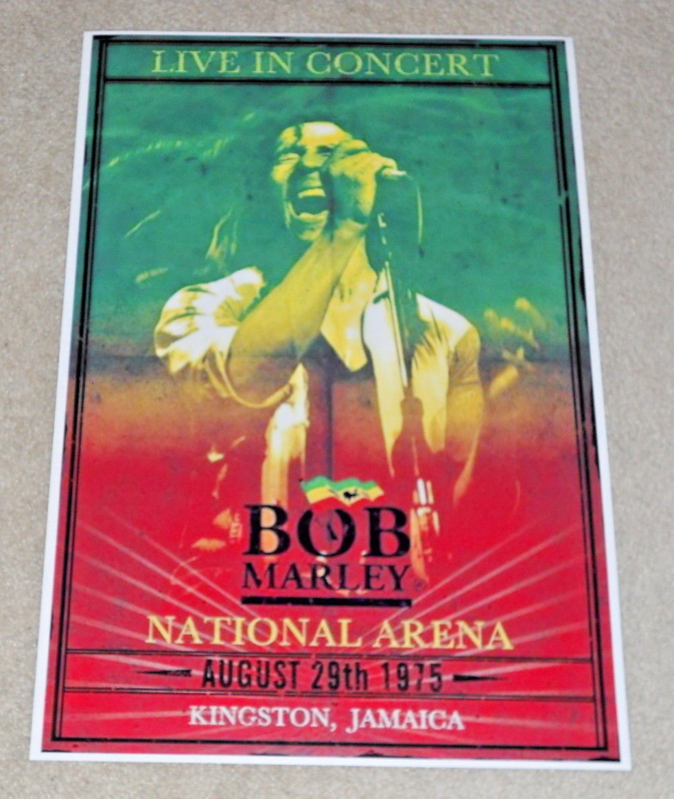 Large Bob Marley 1975 Kingston, Jamaica Concert Poster, 19"x13" RARE!