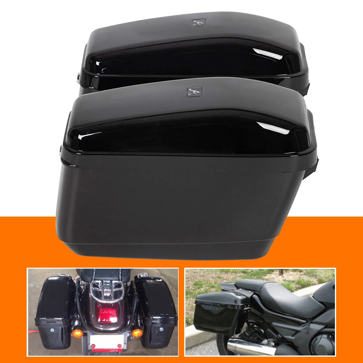 Black Motorcycle Hard Saddlebag Saddle Bags For Yamaha V-Star XVS 650 Universal