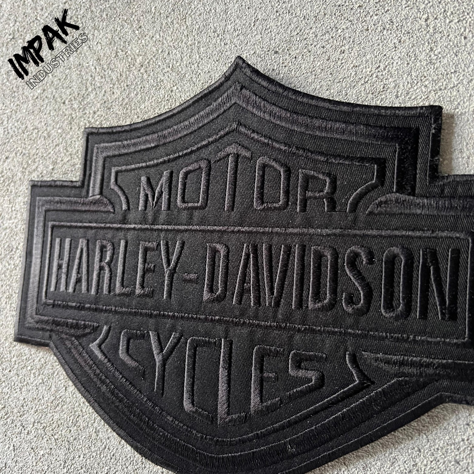 Harley Davidson Large Black Bar & Shield 9.25 x 7.5 inches Embroidered Patch