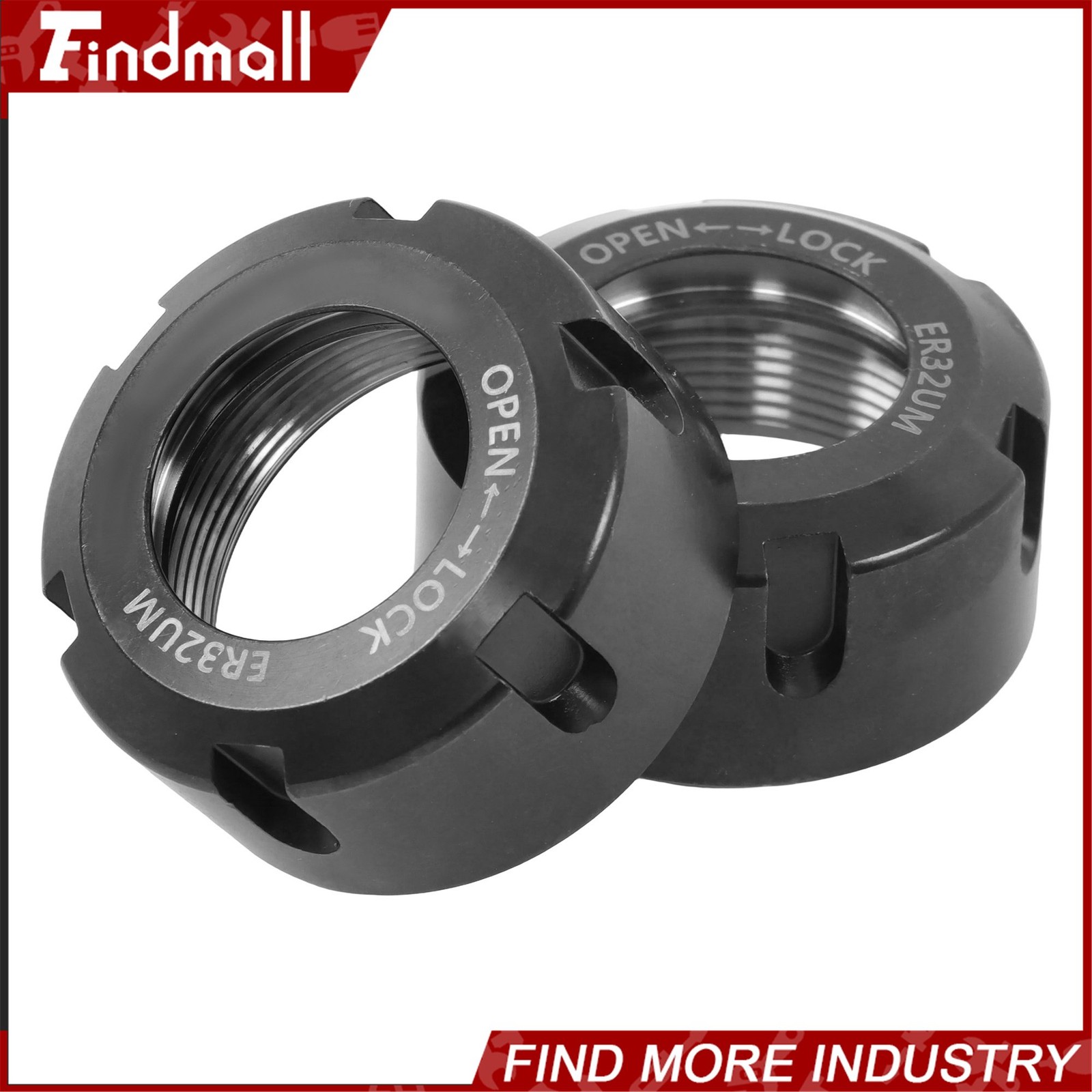 Findmall 2 Pack ER32UM Collet Nuts Ball Bearing Design for CNC Mill and Lathe