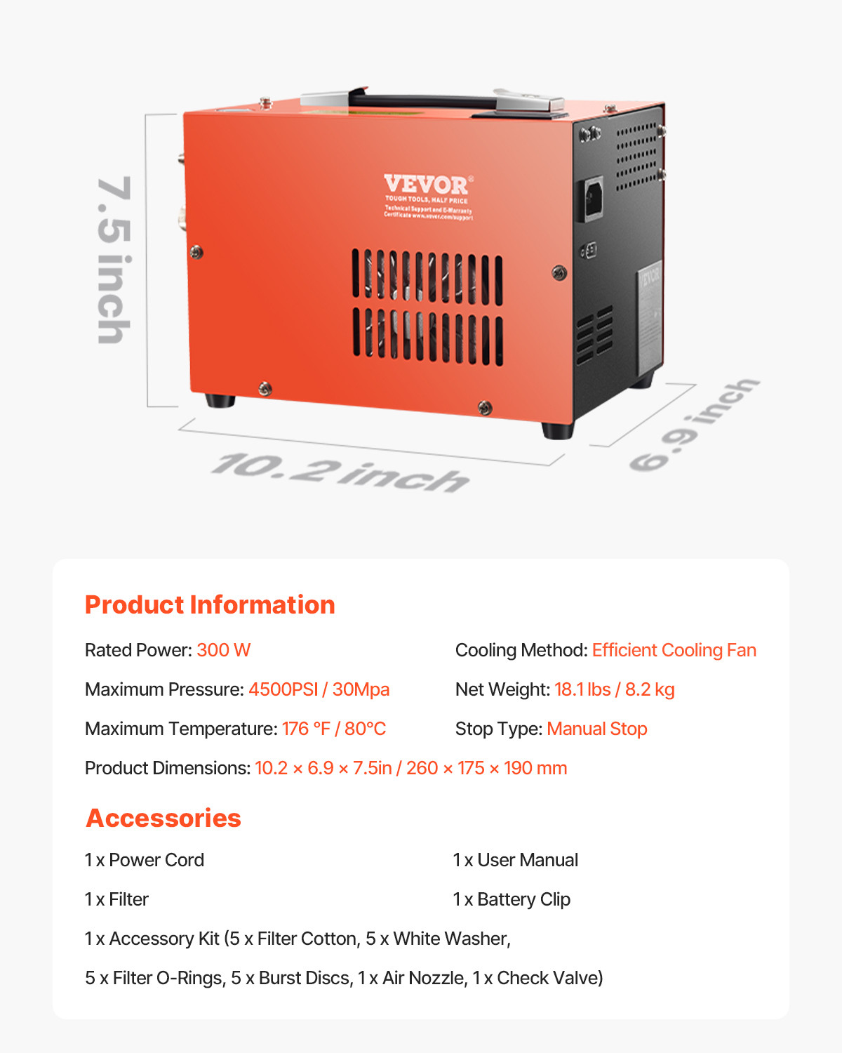 PCP Air Compressor 4500PSI/30Mpa PCP Airgun Compressor with Built-in Converter