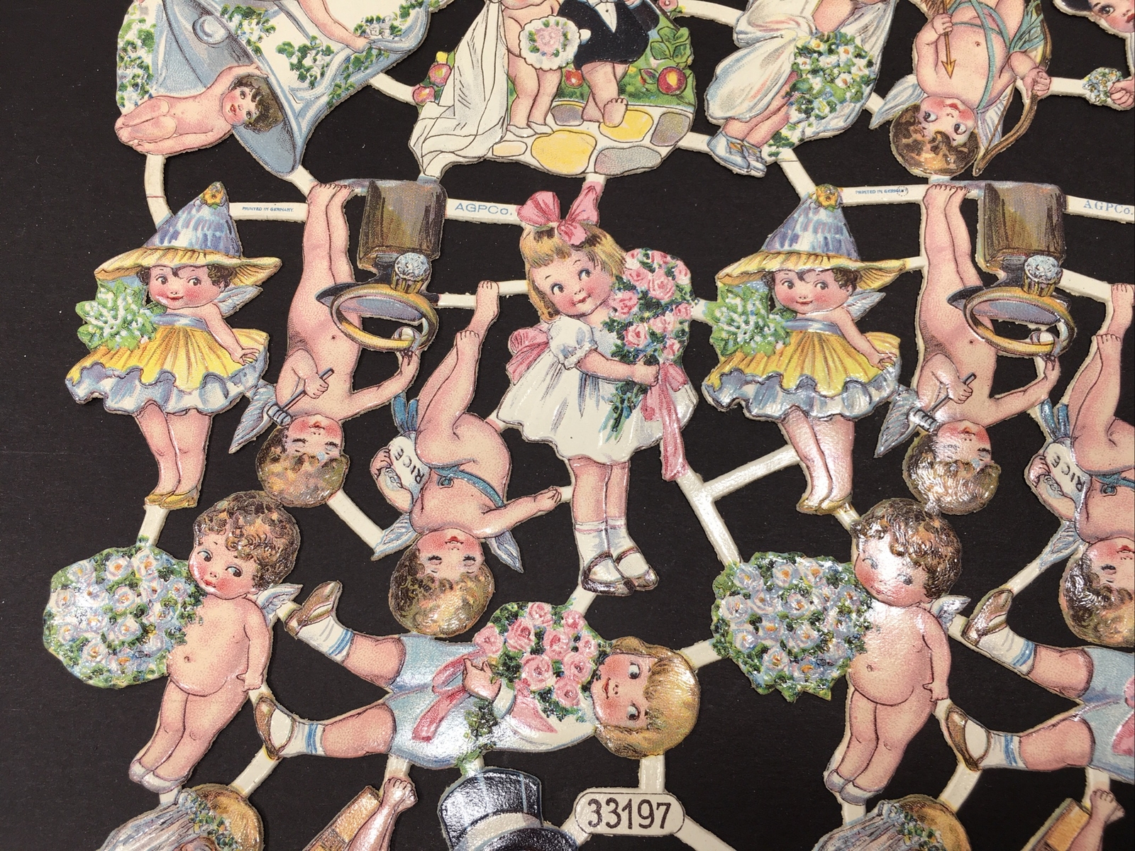 Vintage Germany AGPCO 33197 Victorian Wedding Cupid Die Cut Scrapbook