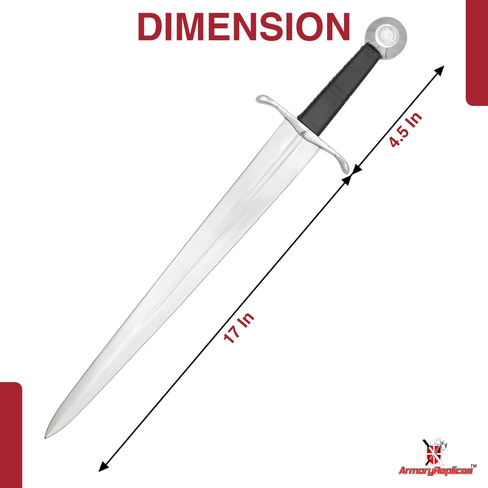 23" Medieval Coustille Dagger EN45 Steel Polished Sharp Blade w/ Scabbard