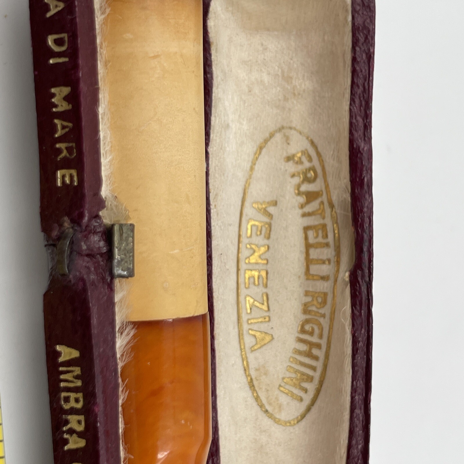 Antique French Cigarette Amber Leather Case Pipe Cigar Fratelli Brothers Italy