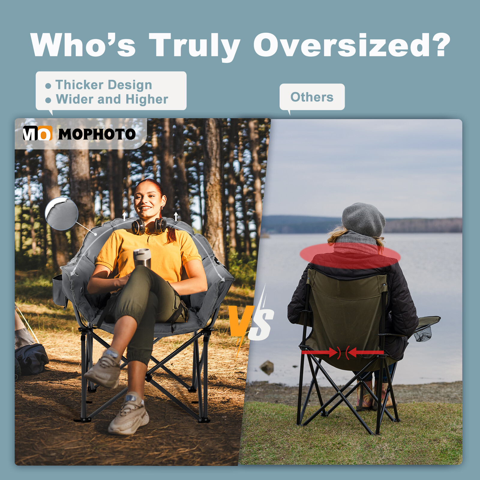 NAIZEA Heated Camping Chair With 2*10000mAh Power Bank Oversized Folding Chair