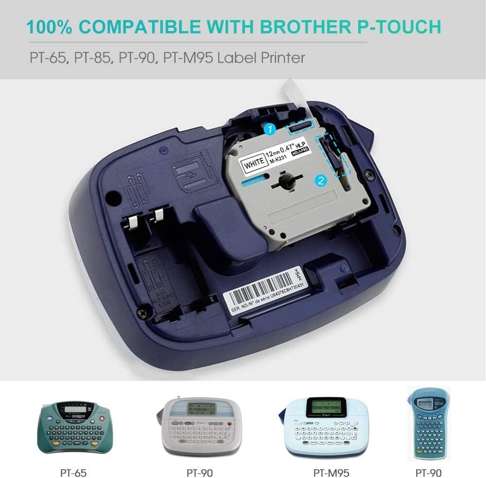 M-K231 M-K231s For Brother P Touch PT-M95,PT-90,PT-70,PT-65 Label Maker Refills