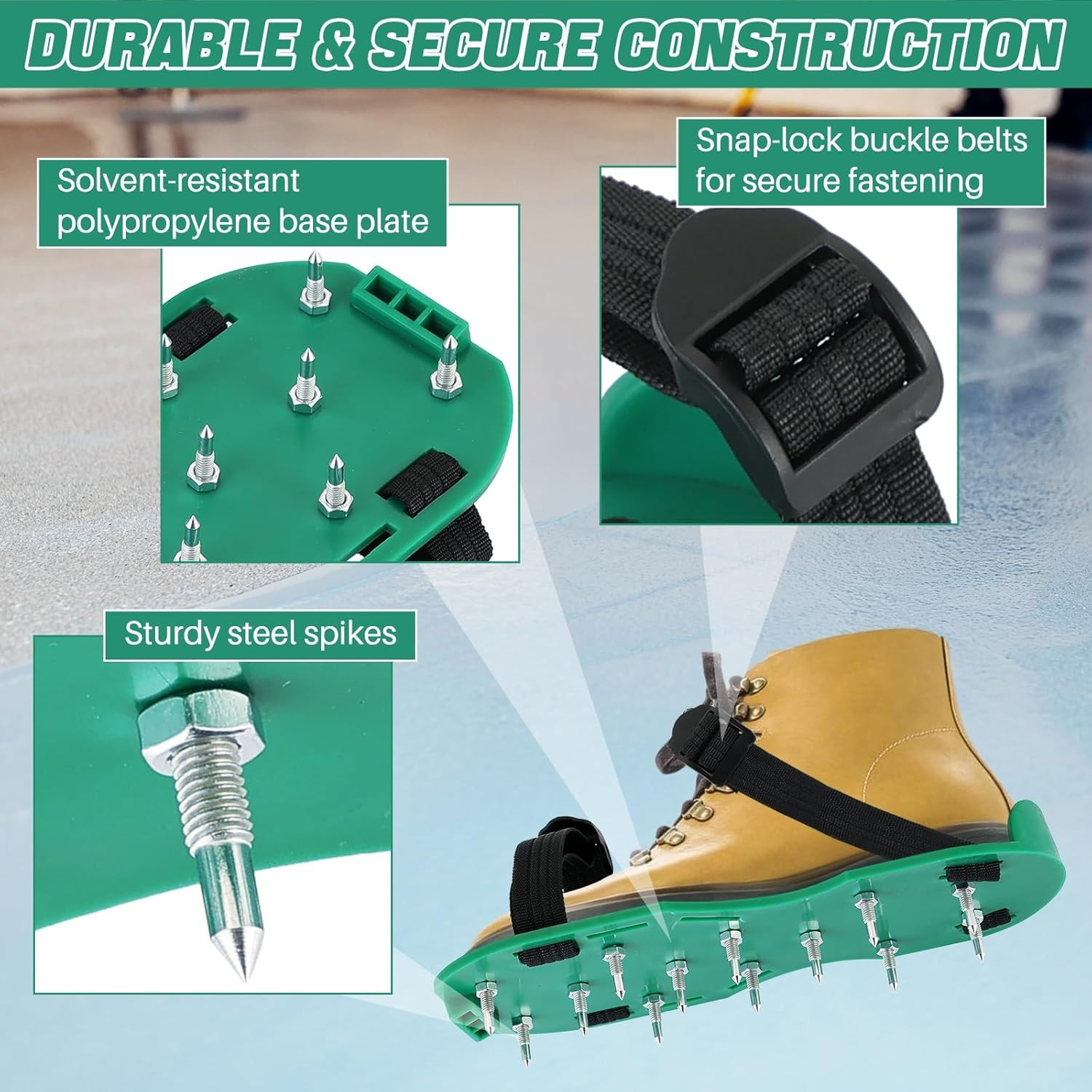 Epoxy Floor Spiked Shoes Gunite Spiked Shoes | 1 Pair Green Spiked Shoes with 1.