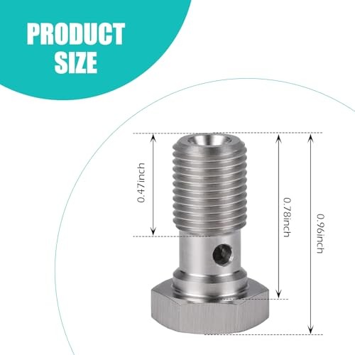 Metric Stainless Steel Single Banjo Bolt, M10 x 1.0 Vehicle Metric Hex Brake