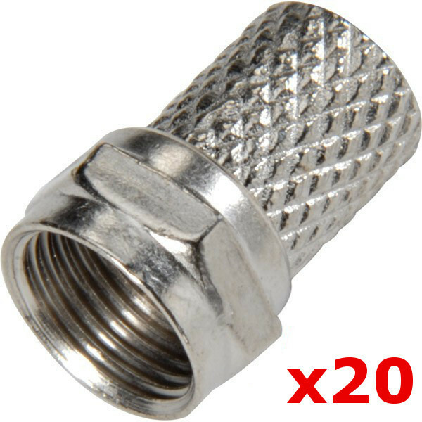 20 Pack - RG6 F-Type Twist On Coax Coaxial Cable CCTV TV RF Connector Plug Male