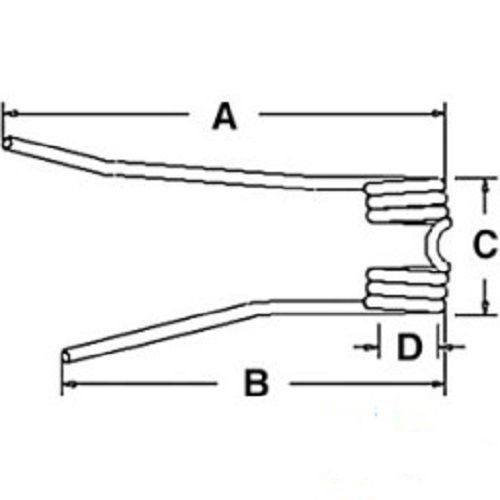 Tedder Teeth 7" Short Tine x 9.25" Long Tine x 4.5" Tine Gap x 2.5" Coil pz106