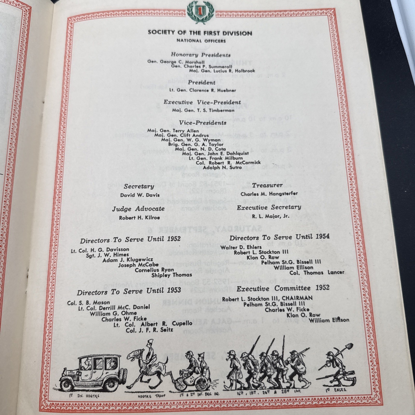 WWI 34th Annual Reunioin First 1st Infantry Division Big Red One 1952