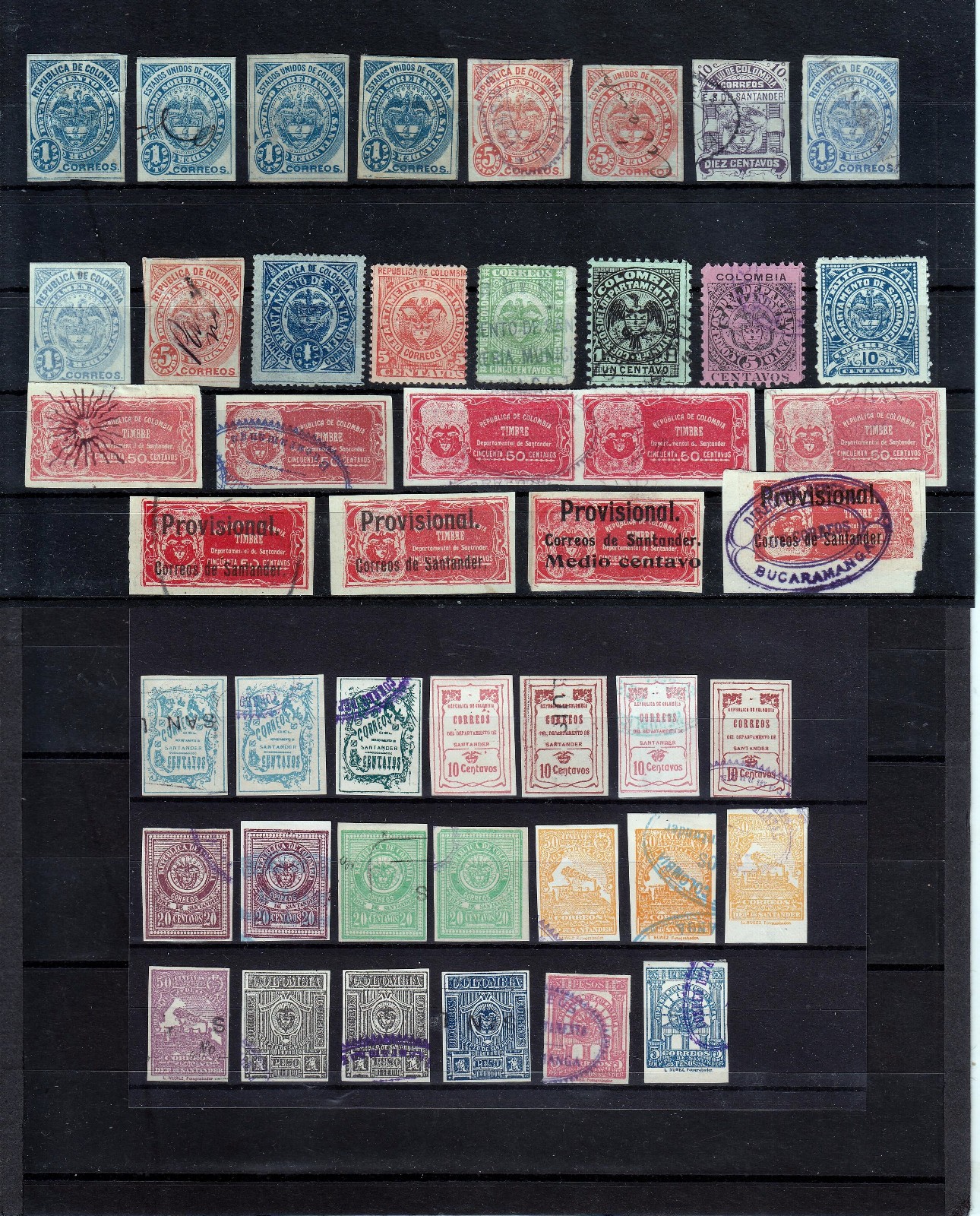 COLOMBIA  SANTANDER  LOCAL ISSUES  45 STAMPS   MINT & USED