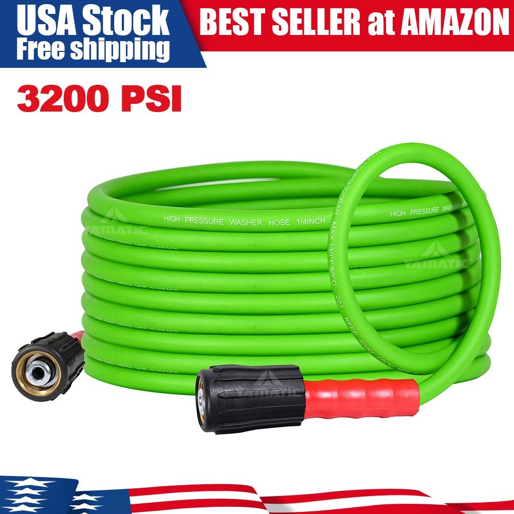 YAMATIC 3200 PSI Pressure Washer Hose 1/4" M22-14mm Flexible Power Washer Hose