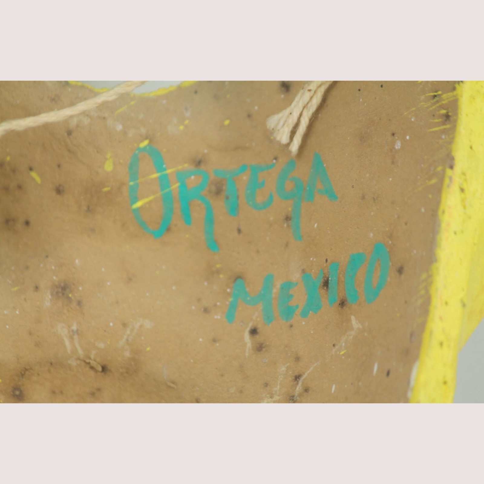 Vintage Mexican Ceramic Hanging Lizard Mask Ortega, Yellow