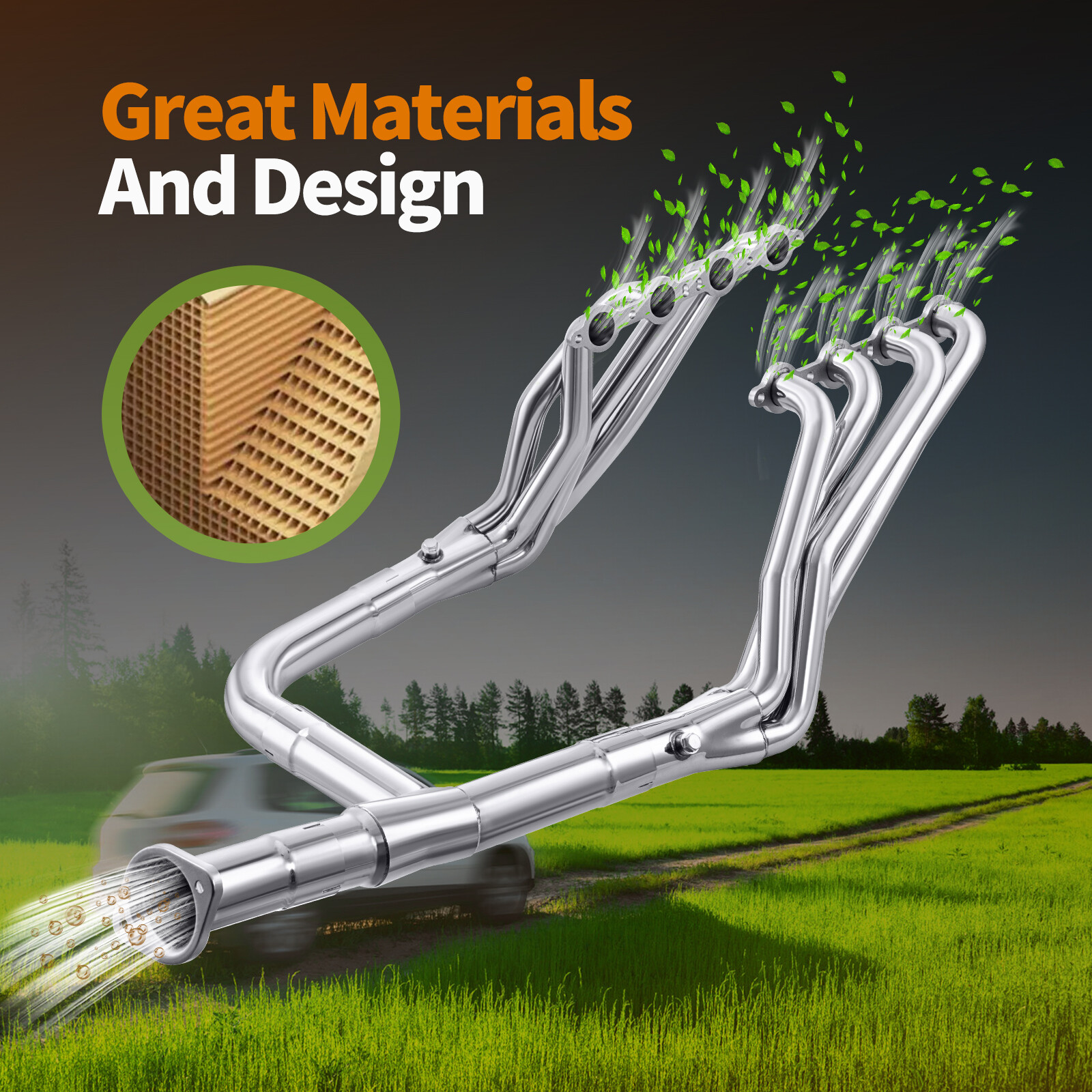 Long Tube Headers w/ Y Pipe For 99-06 Chevy GMC Sierra Silverado 4.8/5.3/6.0