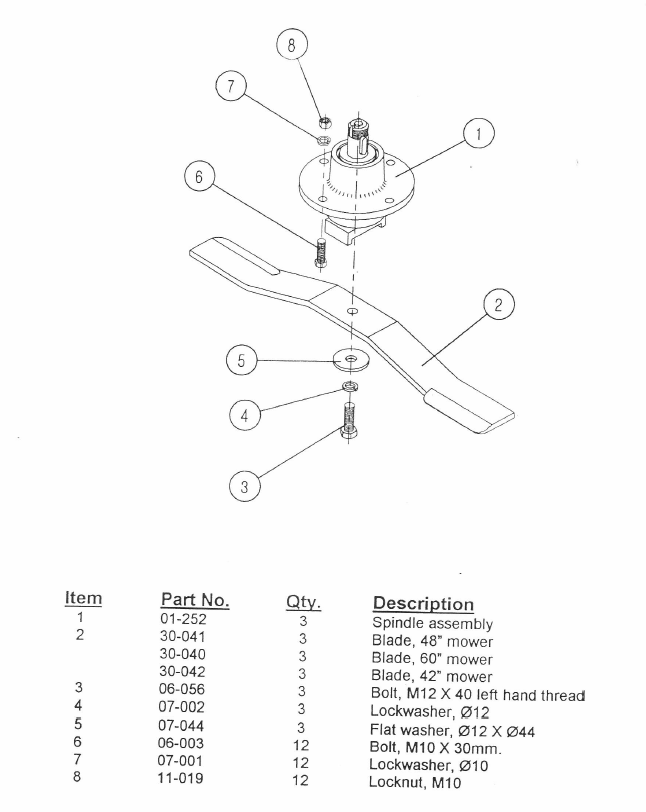 Finish mower Spindle, Servis Rhino Breeze, code 00775017 (01-252)