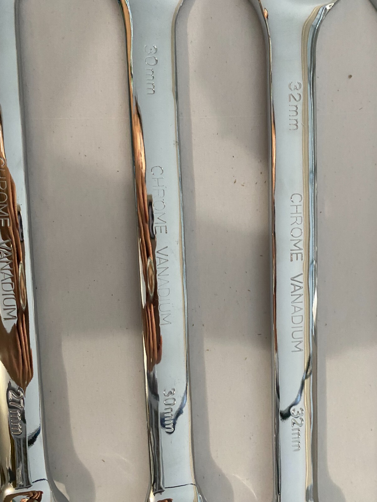 Set of 5 New Combination Wrenches 36, 32, 30, 27 and 24mm. Chrome Vanadium