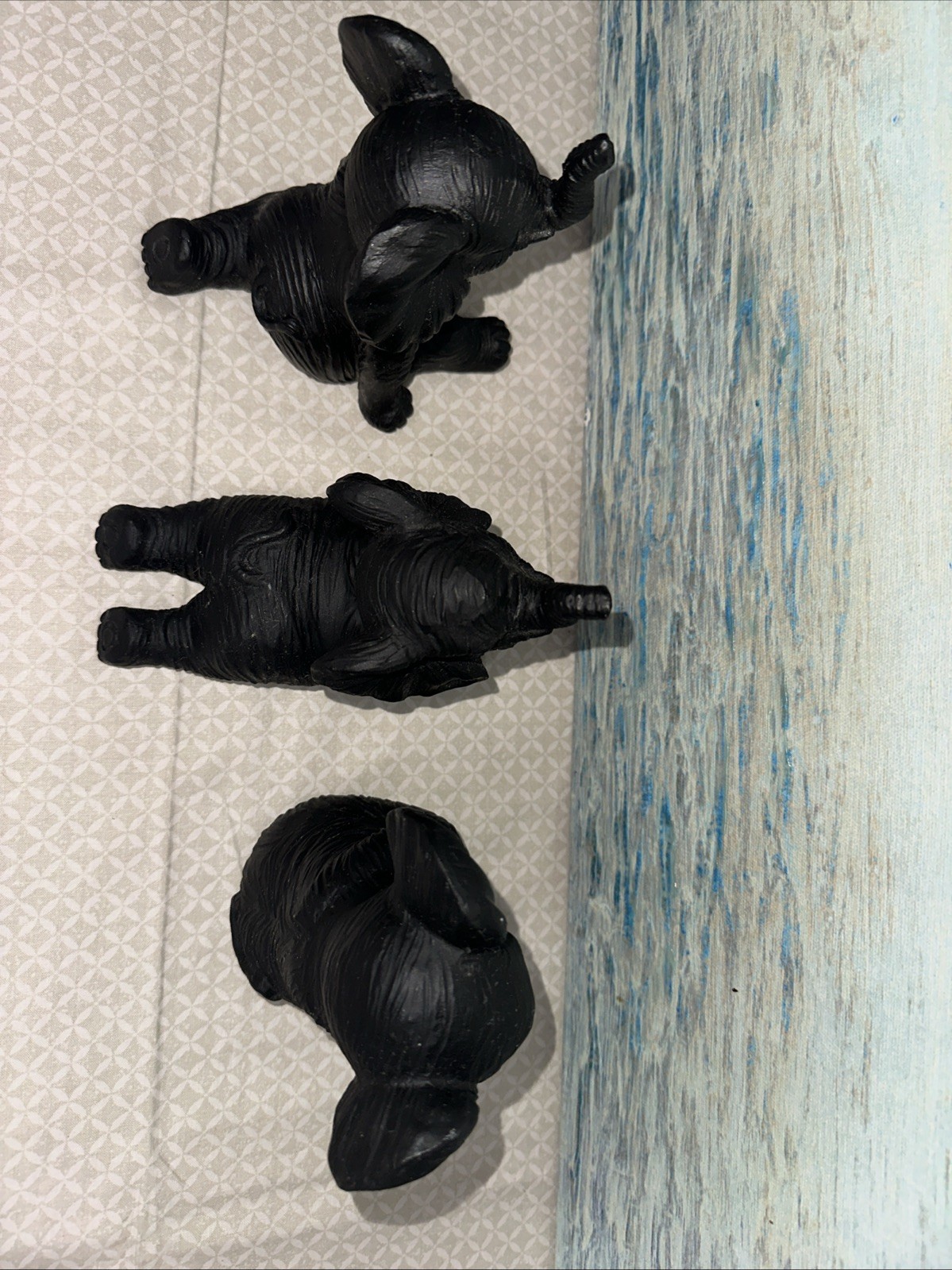 3 Resin Elephant Sculptures 6” Tall Home/Office Decor