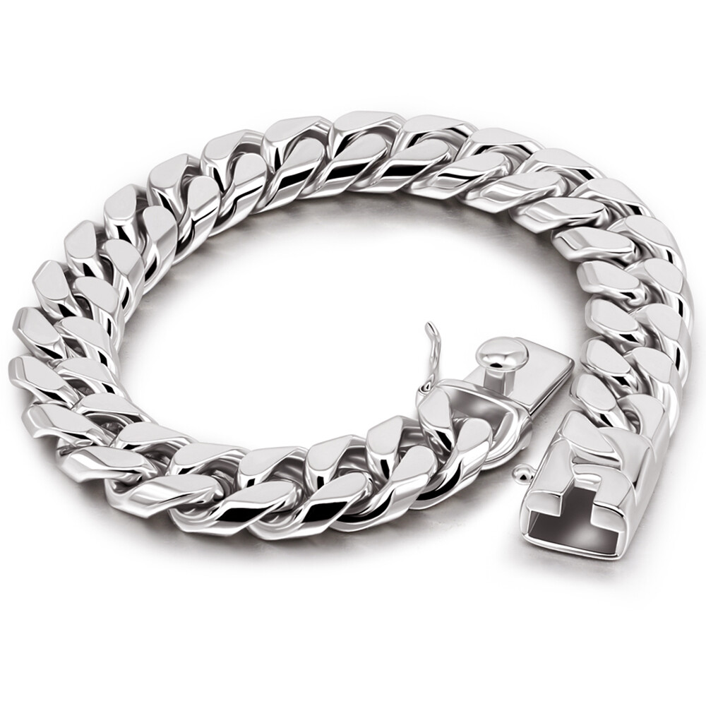 Real 925 Sterling Silver 7"-10" 12mm Cuban Chain Bracelet for Men Boys Women