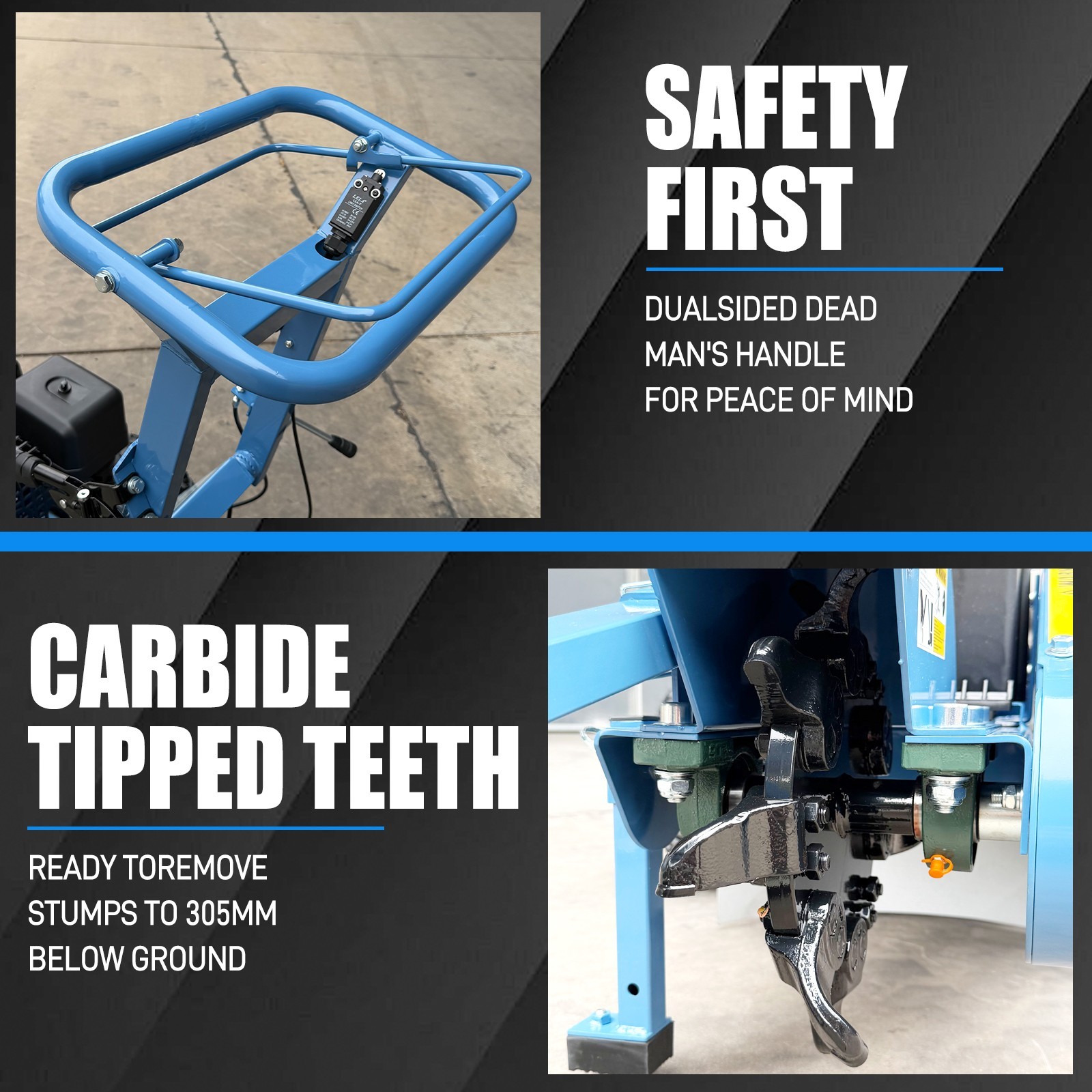 15HP Stump Grinder, 420cc 15'' Cutting Height/10'' Cutting Depth, Electric Start